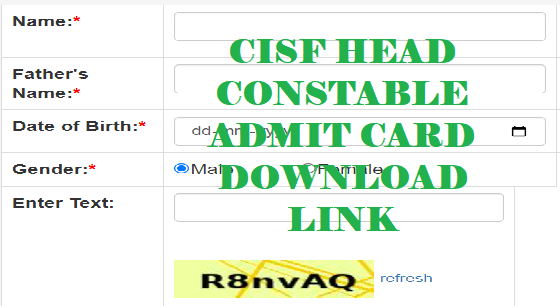 CIsf head constable admit card link